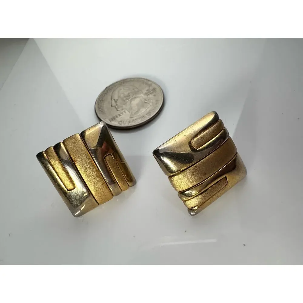 Geometric gold square stud earrings